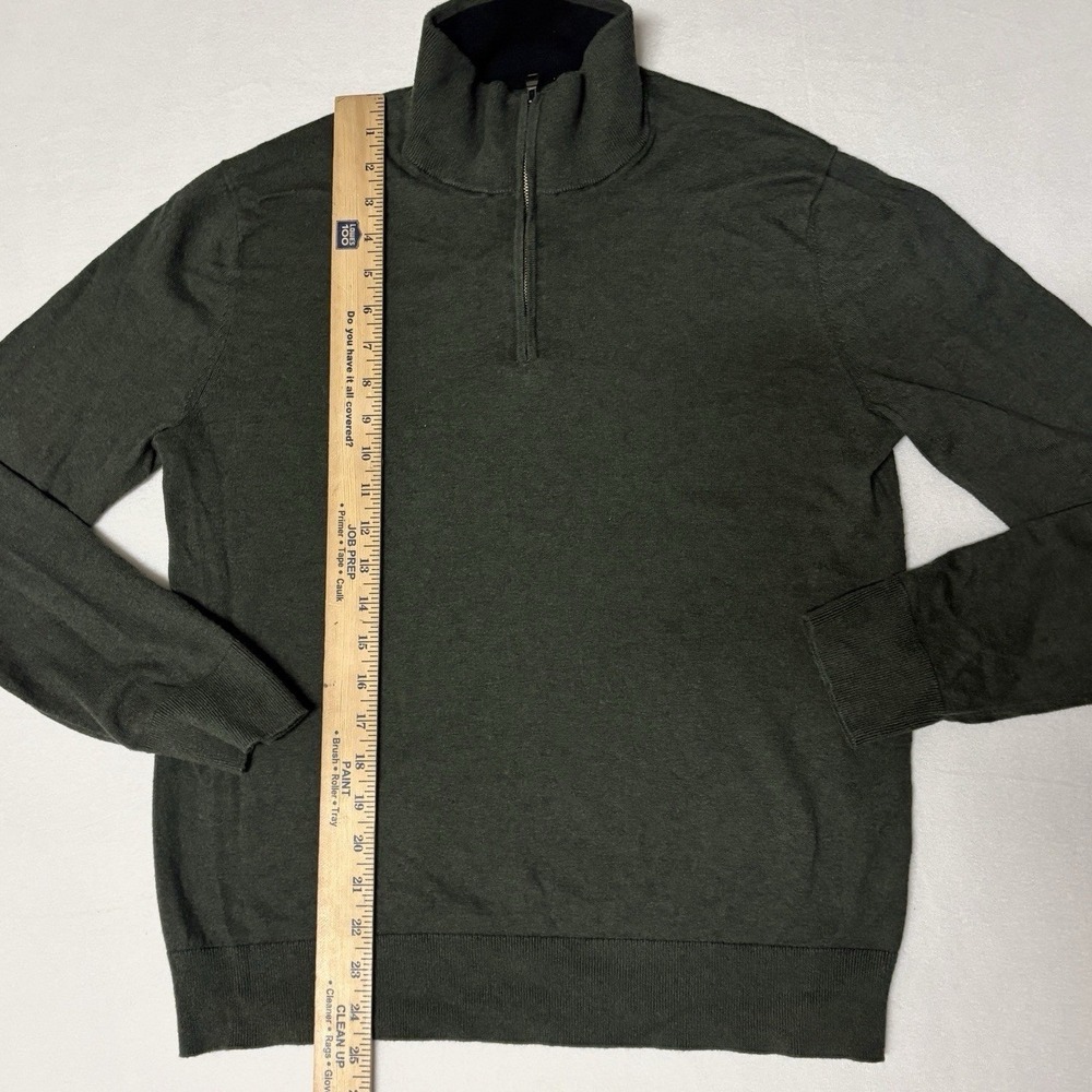 Banana Republic Sweater 1/4 Zip Cashmere Blend Green Soft Preppy Office Mens M - Picture 5 of 7